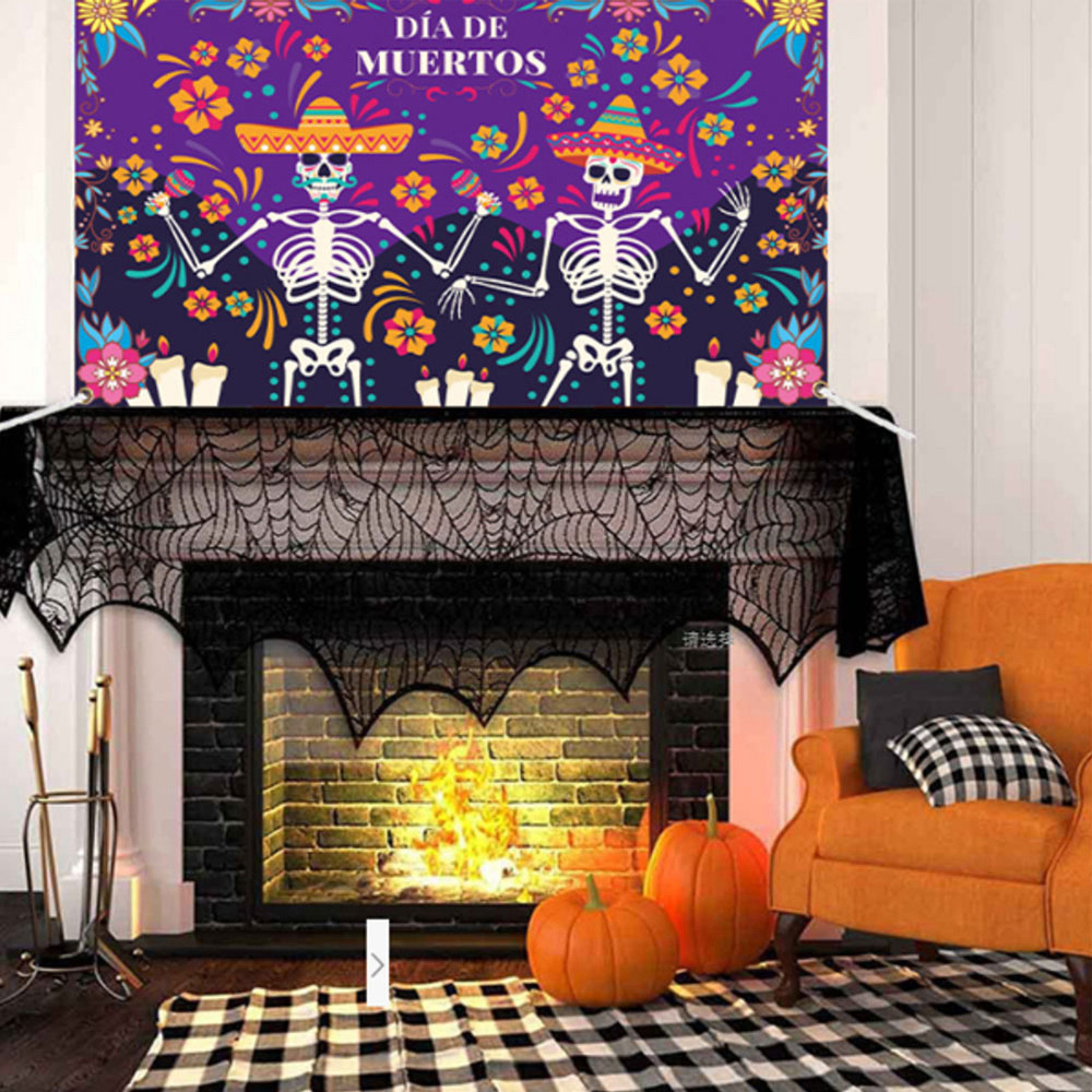 Jaoyeh Black Lace Mesh Halloween Stove Towel Image 3