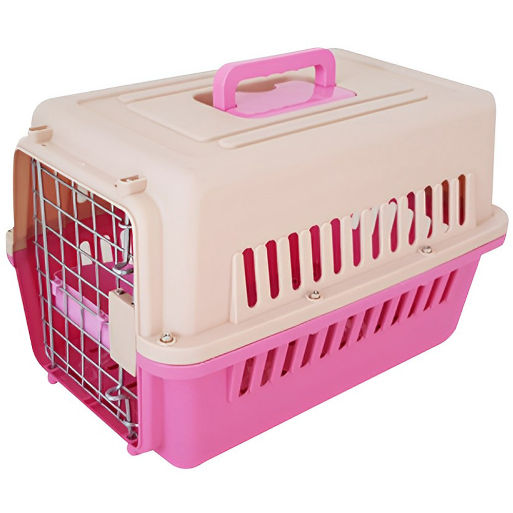H&O Direct Pink Portable Pet Carrier with Wire Door Image 2