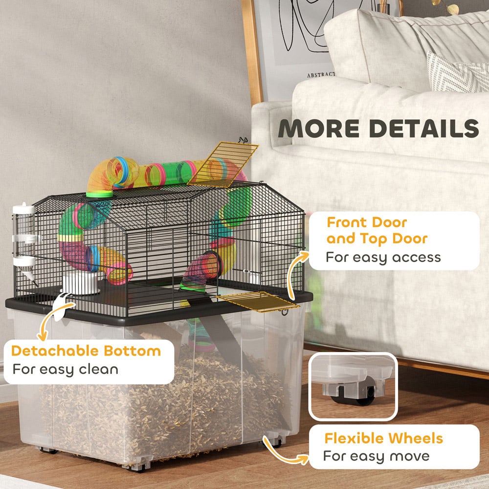 PawHut Hamster Cage with Deep Tray Image 8
