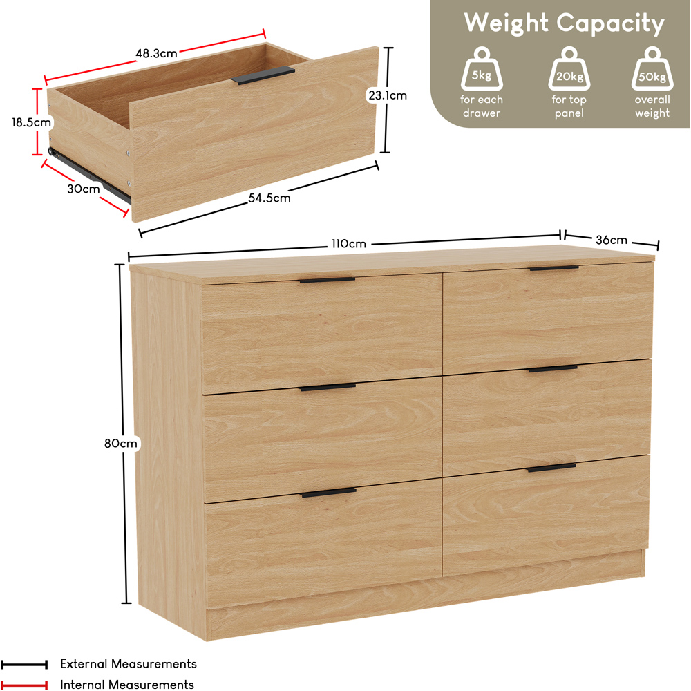 VIDA DESIGNS Trega 6 Drawer Pine Chest of Drawers Image 9