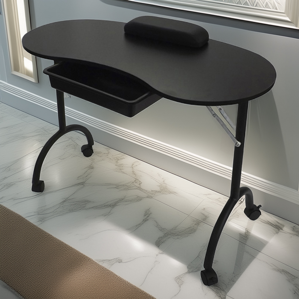 Portable Folding Manicure Table with Accessories - Black Image 1