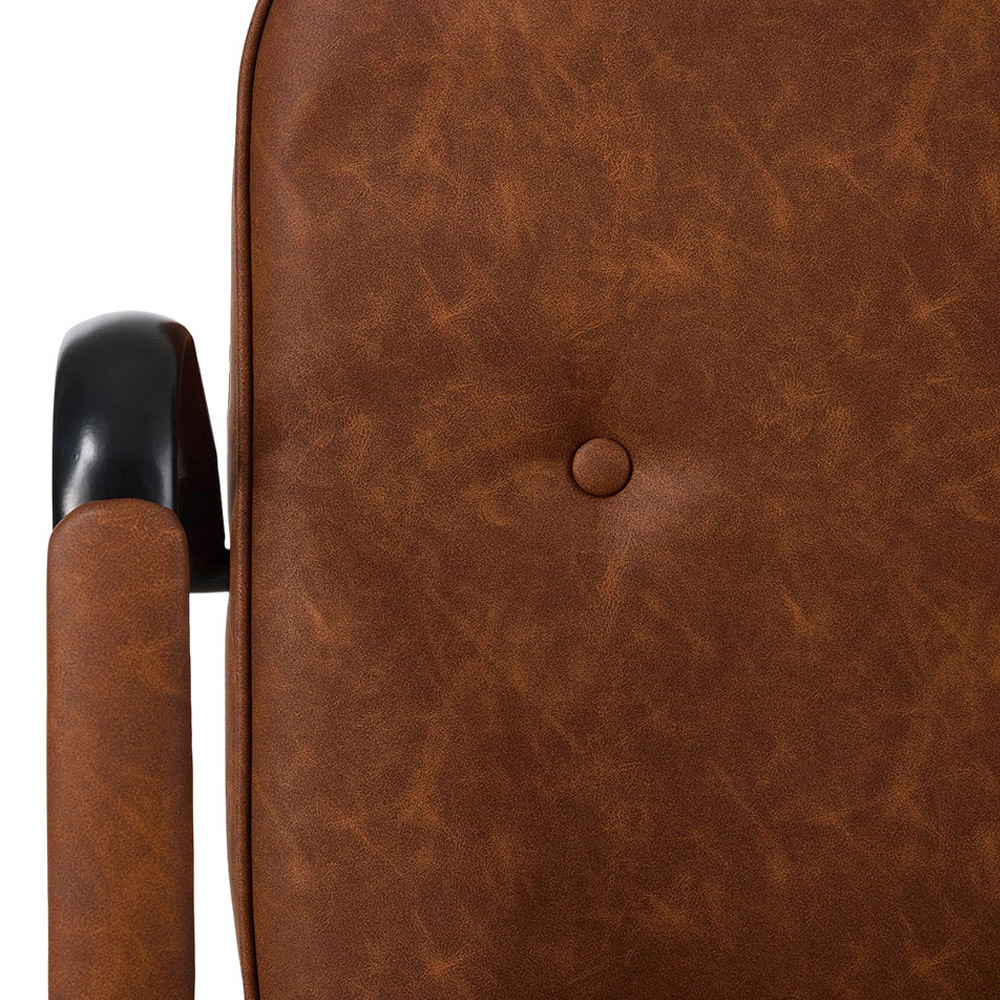 Living and Home Brown PU Leather Swivel and Adjustable Retro Office Chair Image 7