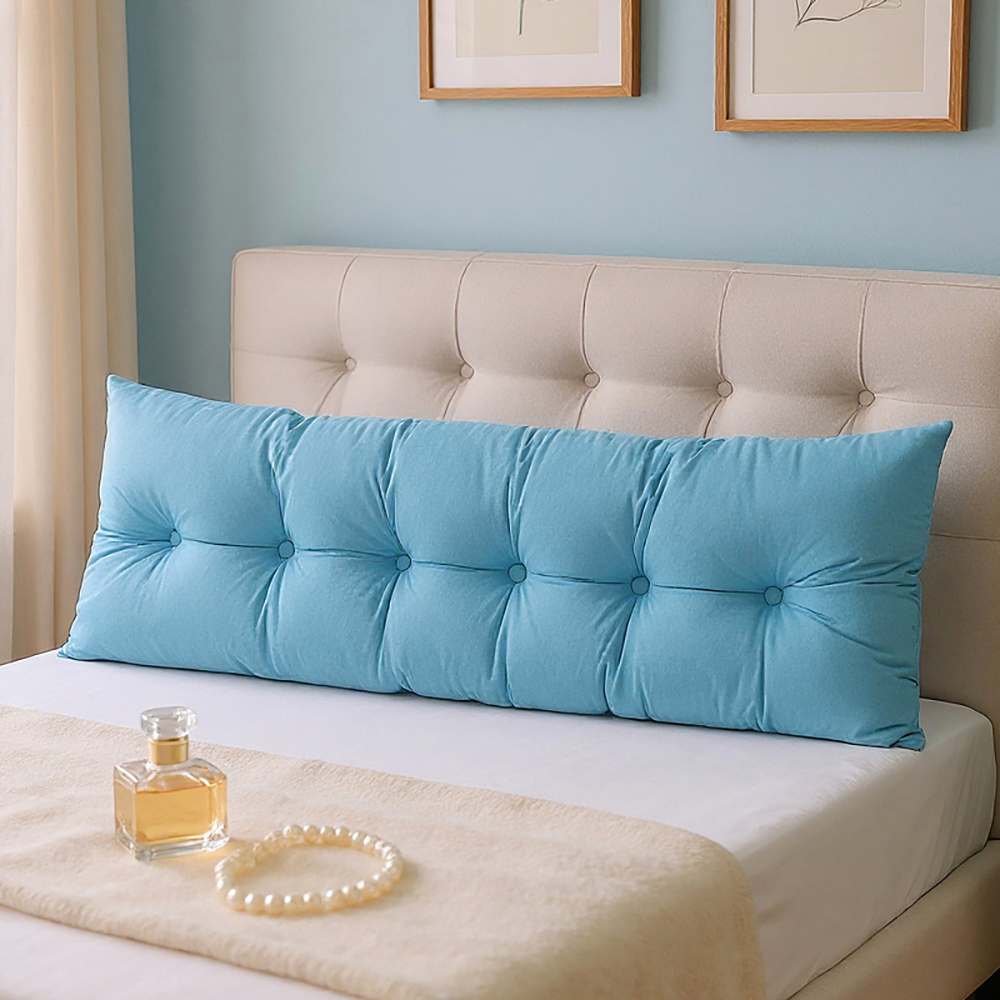 Living and Home Blue Chenille Headboard Pillow 60 x 180cm Image 2