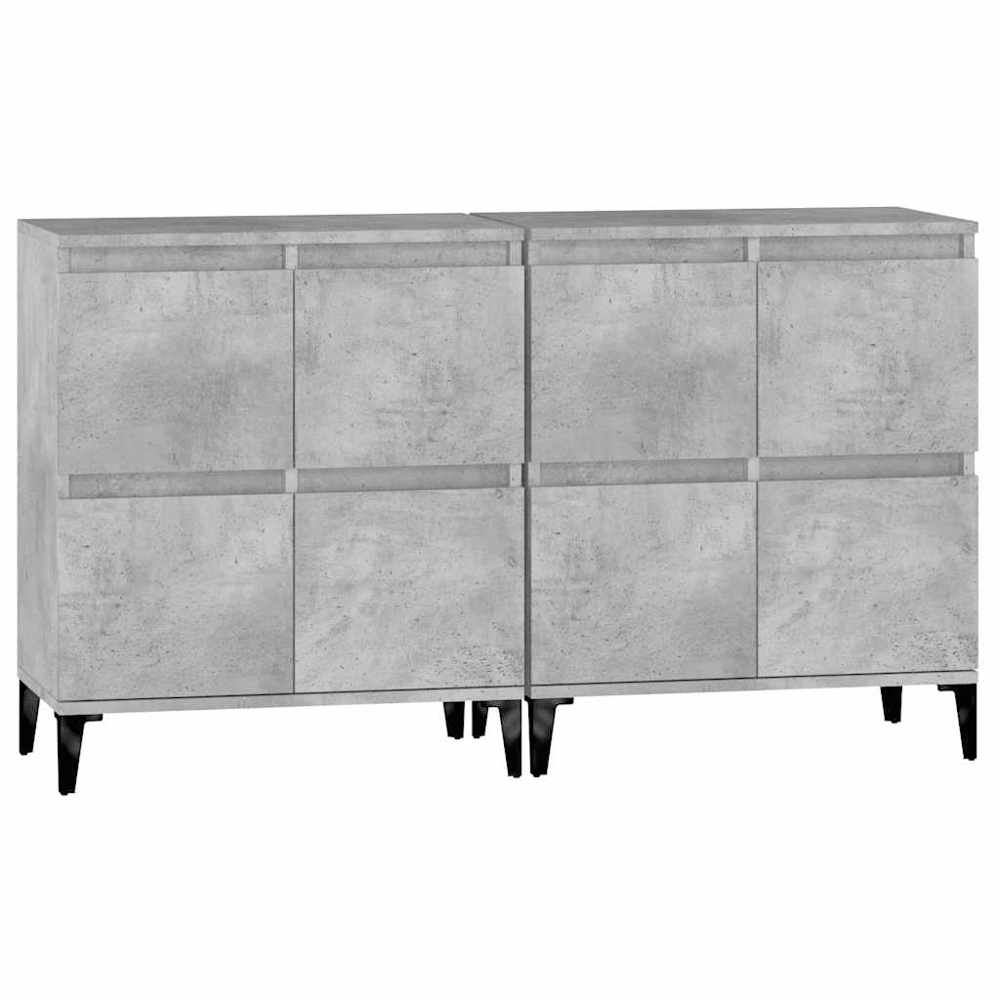 vidaXL 4 Door Concrete Grey Wooden Sideboard Set of 2 Image 2