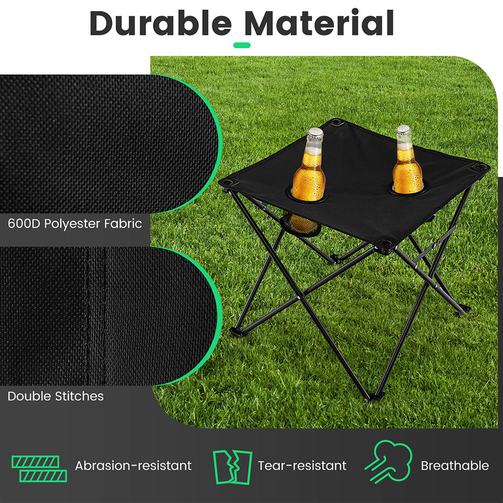 Costway 2 Seater Black Folding Camping Chair and Table Set Image 6