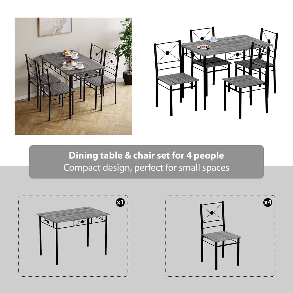VIDA DESIGNS Roslyn 4 Seater Dining Set Grey Image 6
