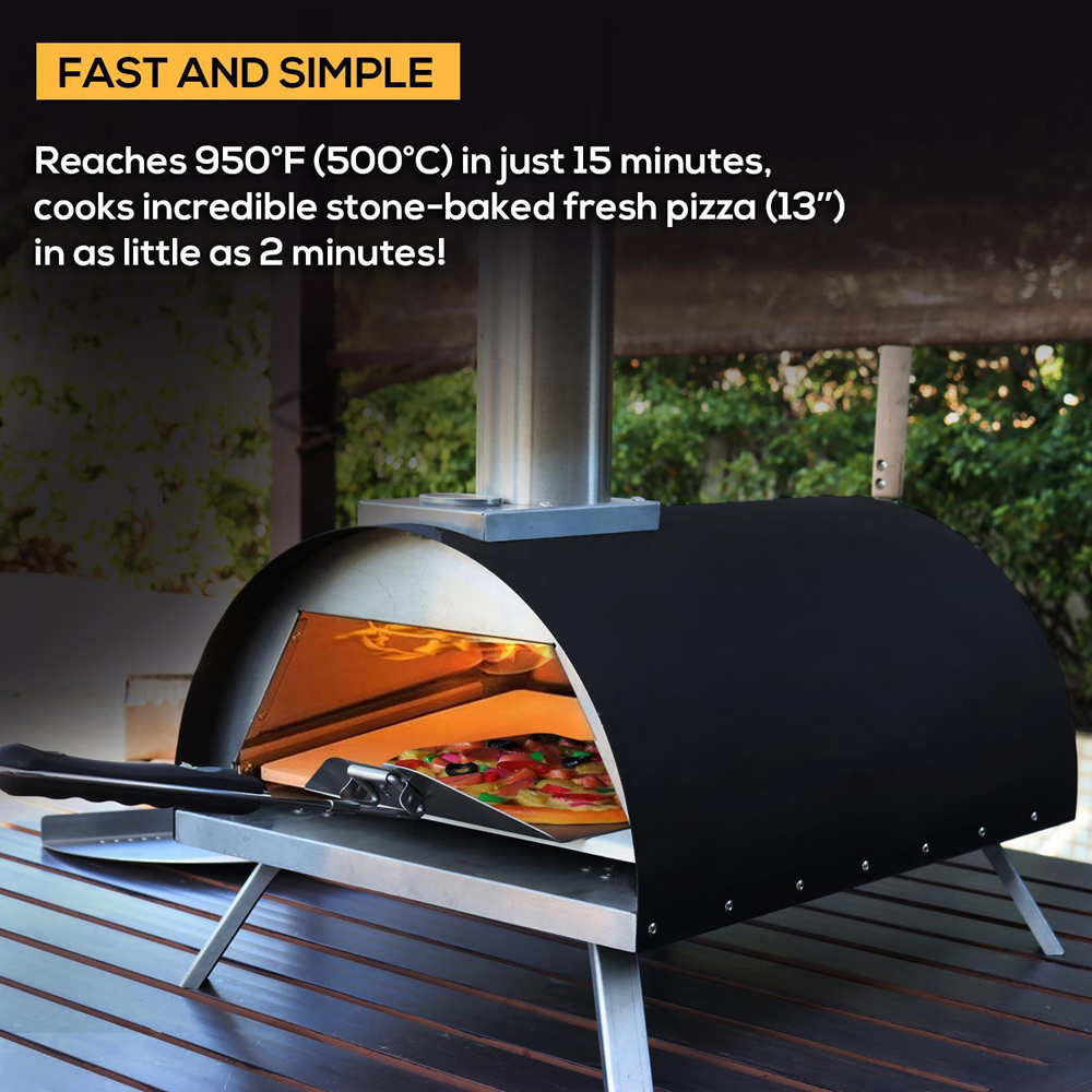 Haven Black and Silver Gas and Wood Fuel Pizza Oven Image 7