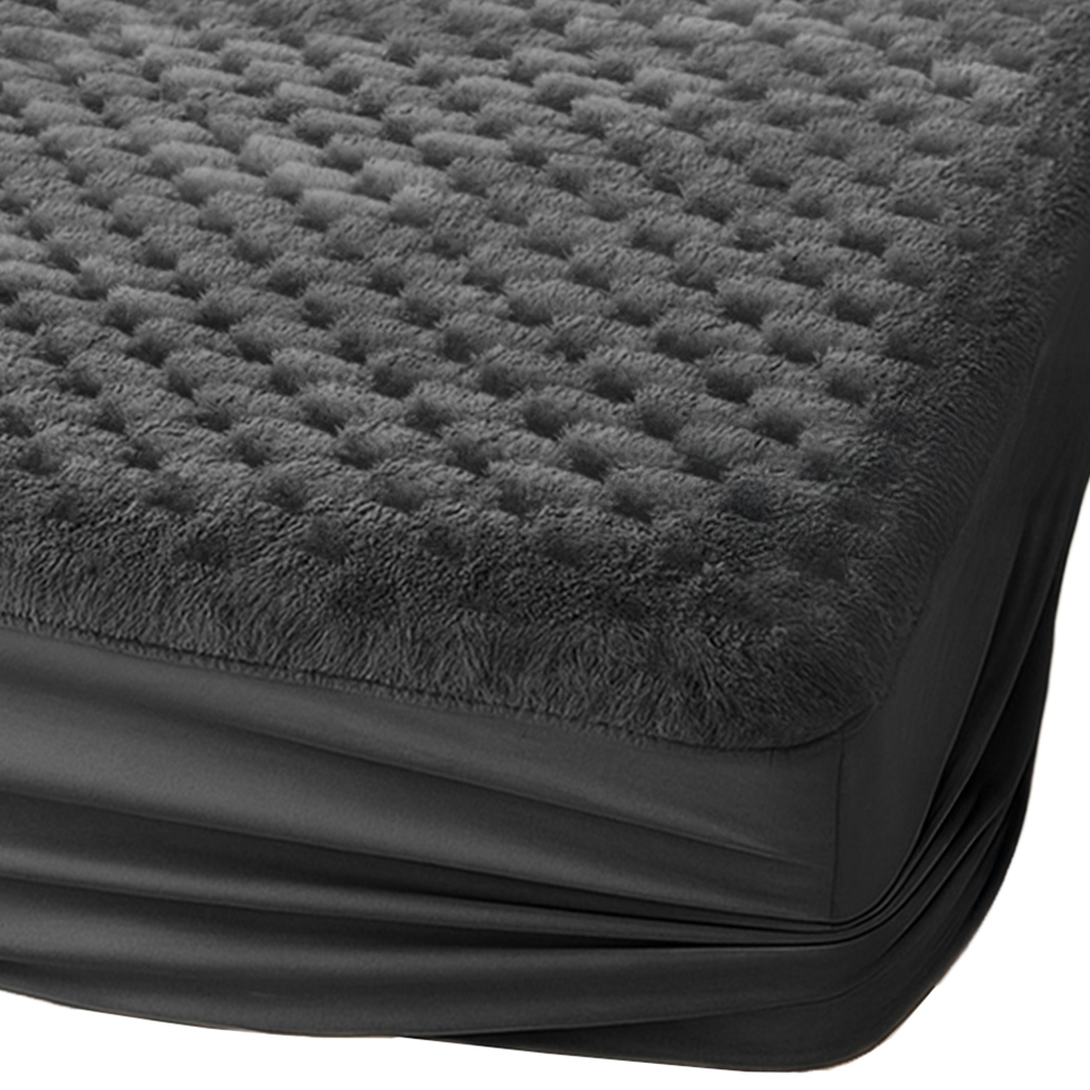 Velosso Super King Size Chunky Popcorn Charcoal Fitted Sheet Image 1