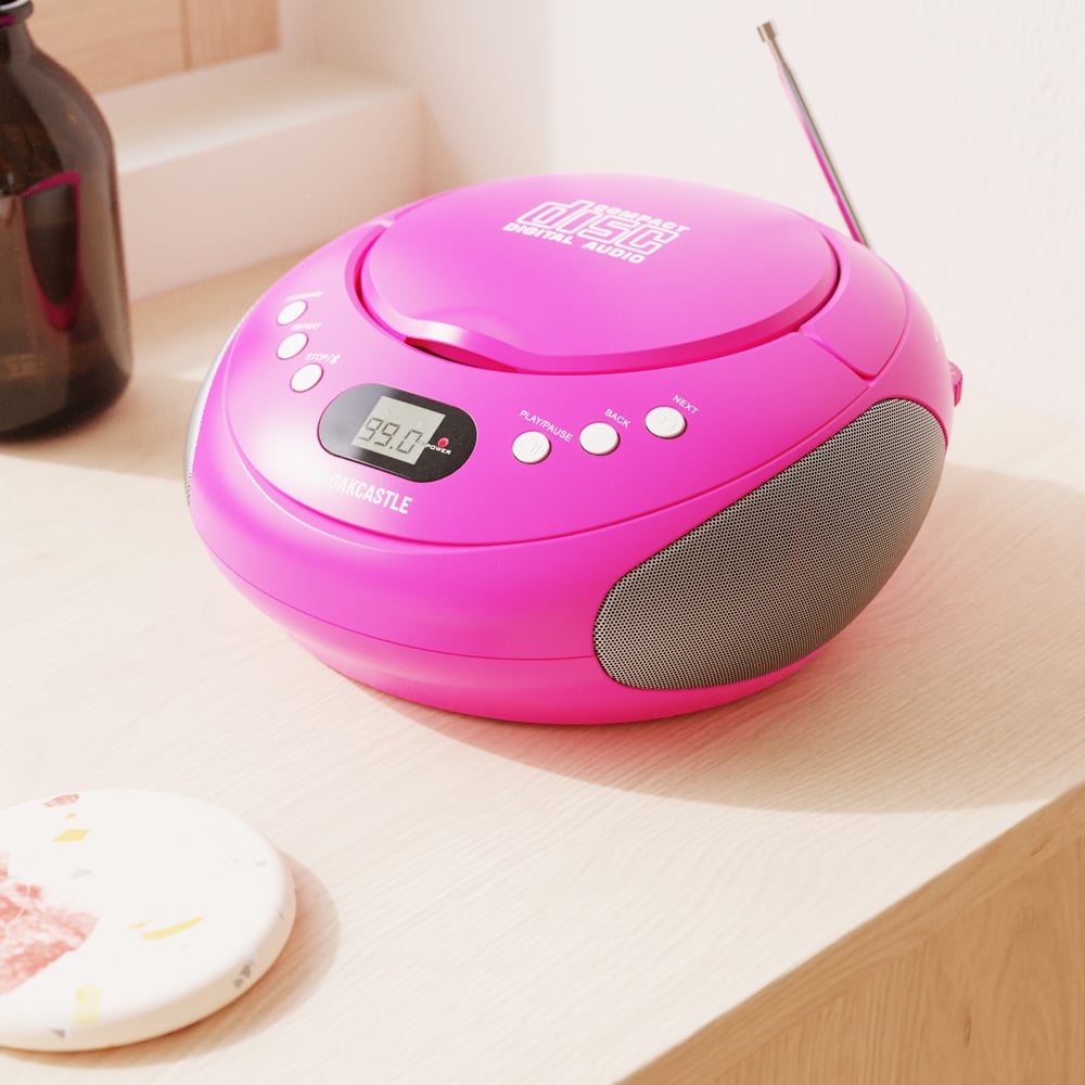 Oakcastle CD250 Portable CD Player Boombox Pink Image 6