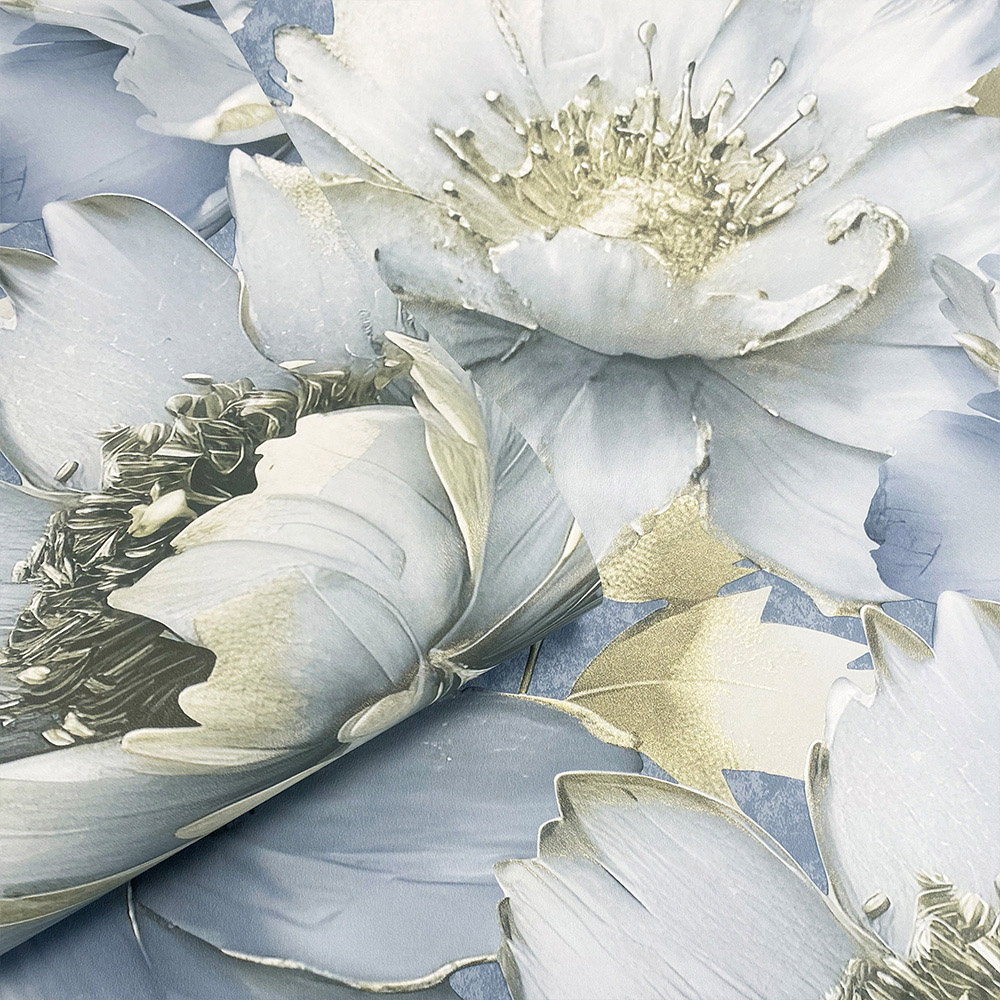 Muriva Aminah Floral Blue Wallpaper Image 2