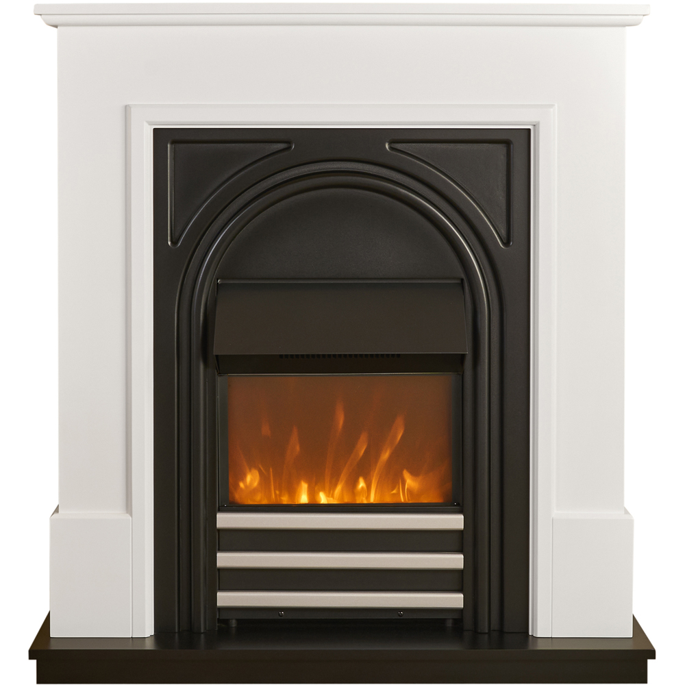Adam Warwick Pure White and Black Cast Effect Fireplace Suite 36 inch Image 3