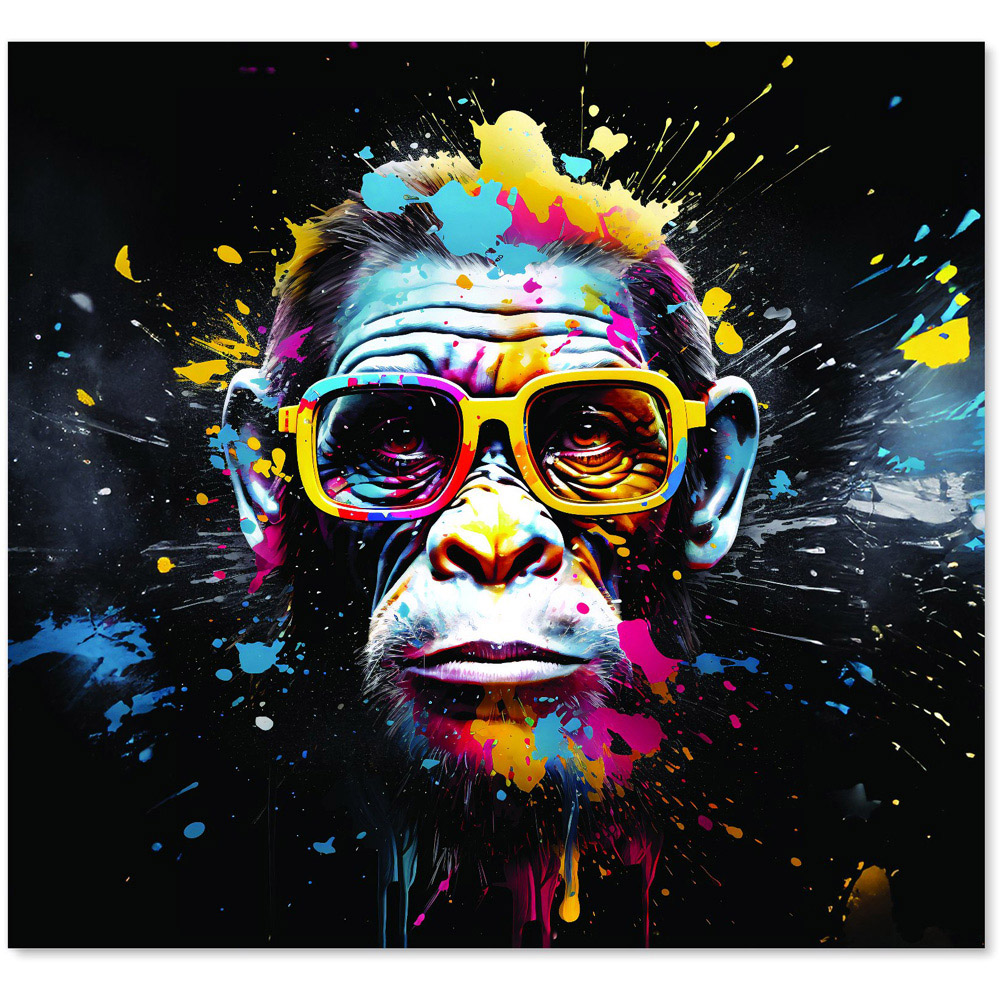 Warren Reed Designer Coloured Splashart Monkey Face Glass Kitchen Splashback 65 x 70cm Image 2