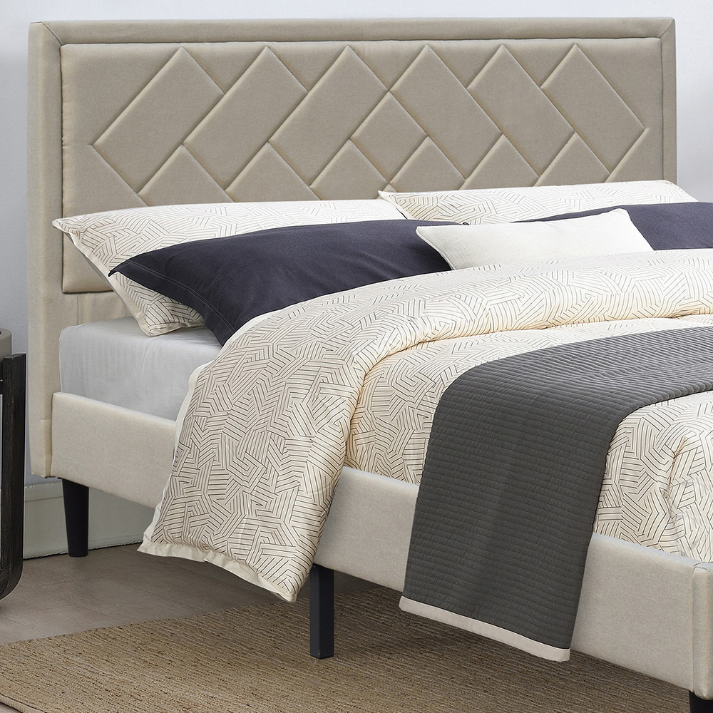 Brooklyn King Size Stone Padded Headboard Bed Frame Image 2