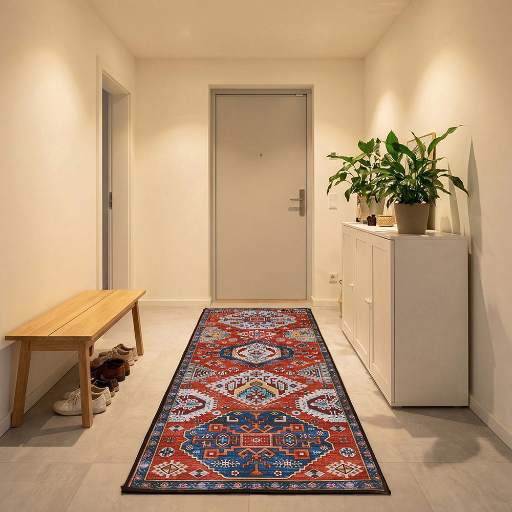 Living and Home Bohemian Eclectic Geometric Non-Slip Runner Rug 300 x 60cm Image 2