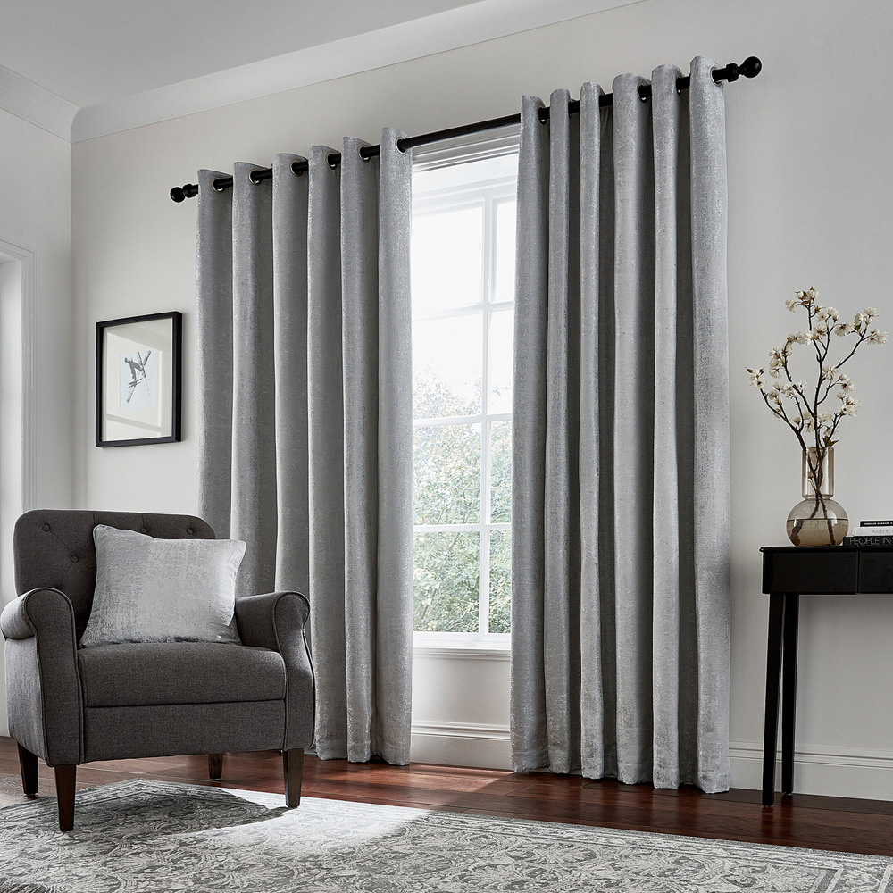 Helena Springfield Roma Lined Silver Eyelet Curtains 168 x 137cm Image 4