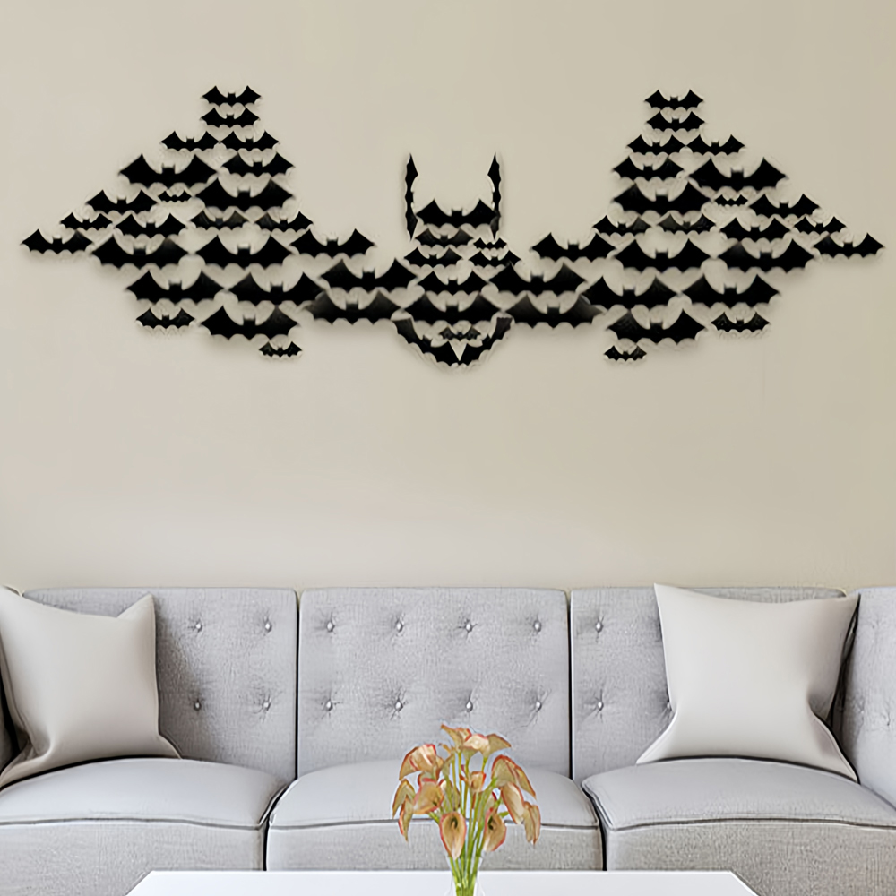 Jaoyeh Black 3D Bat Wall Stickers 96 Pack Image 2