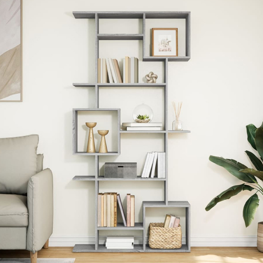 vidaXL 9 Shelf Grey Sonoma Oak Bookcase Image 1
