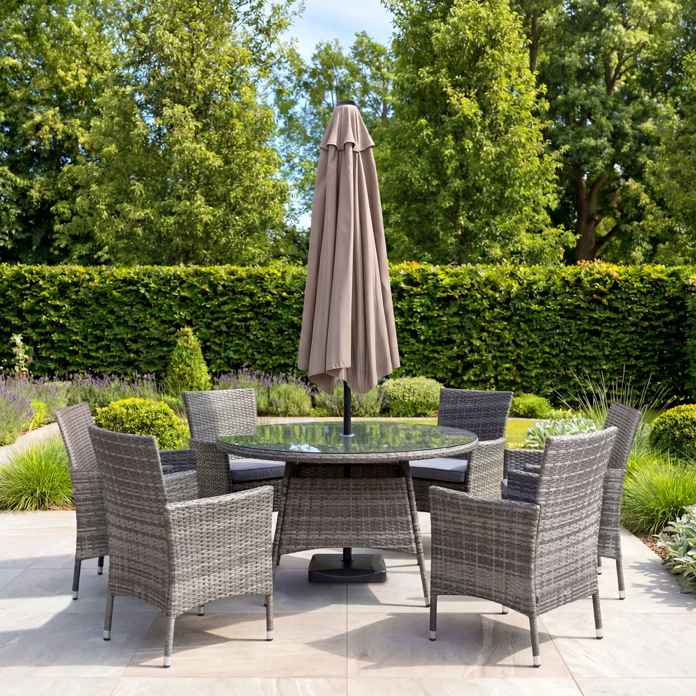 Charles Bentley Taupe Metal Crank and Tilt Parasol 2.7m Image 8