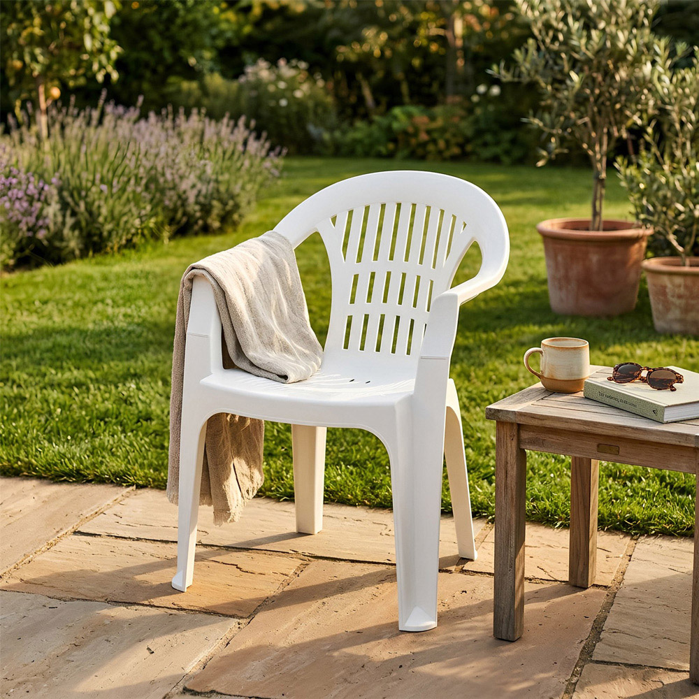 Harbour Housewares Irem Set of 6 White Garden Dining Chair Image 3