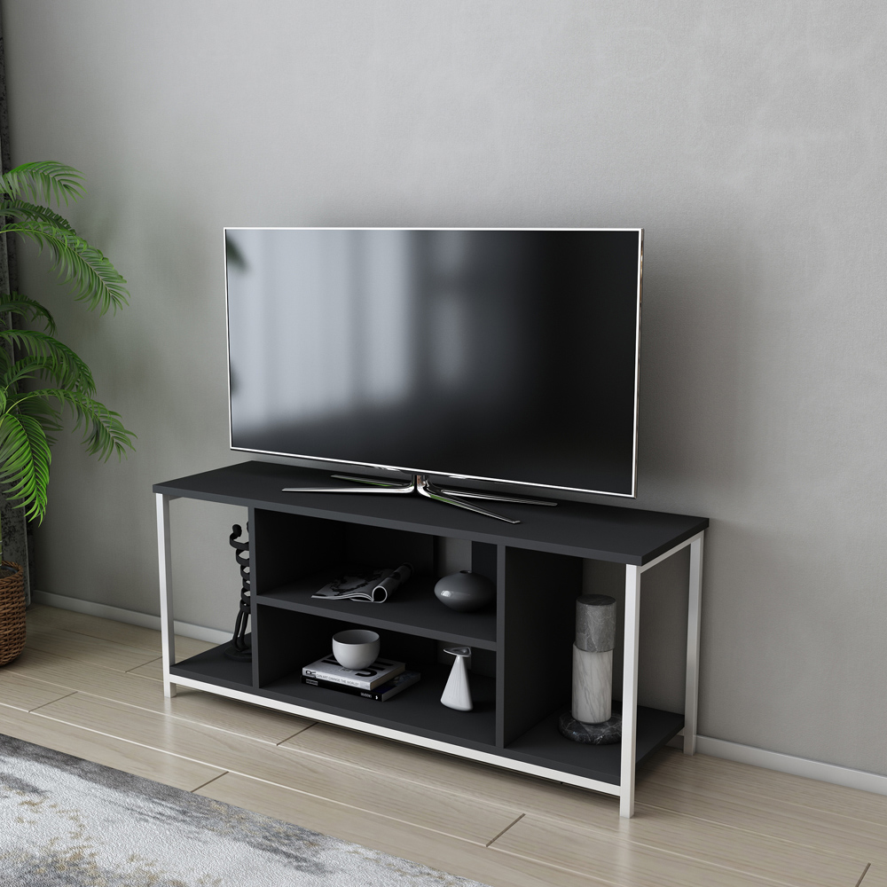 Decorotika Rinaldo 4 Shelf White and Anthracite TV Stand for 55 inch TV Image 4