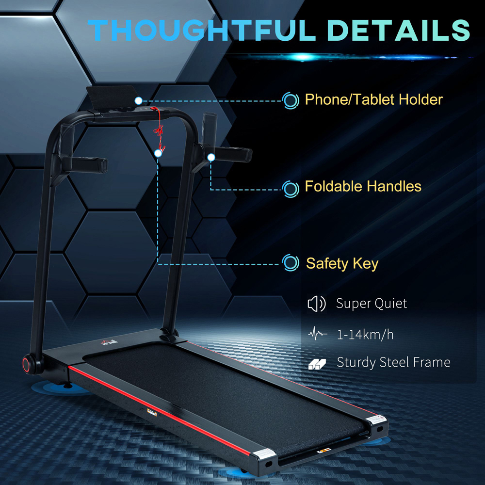 HOMCOM Black Foldable Electric Treadmill with LED Monitor Image 5