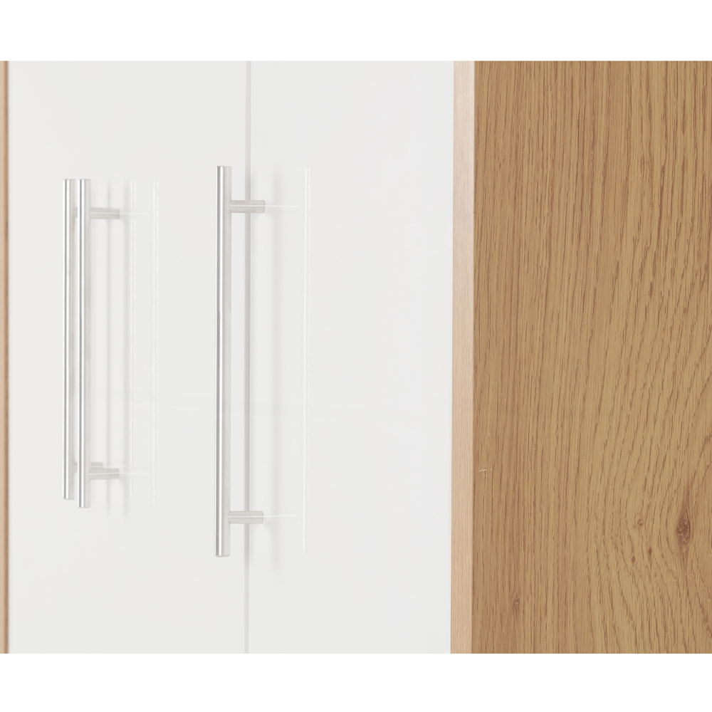 Seconique Seville 3 Door 2 Drawer White Gloss Light Oak Effect Veneer Wardrobe Image 5