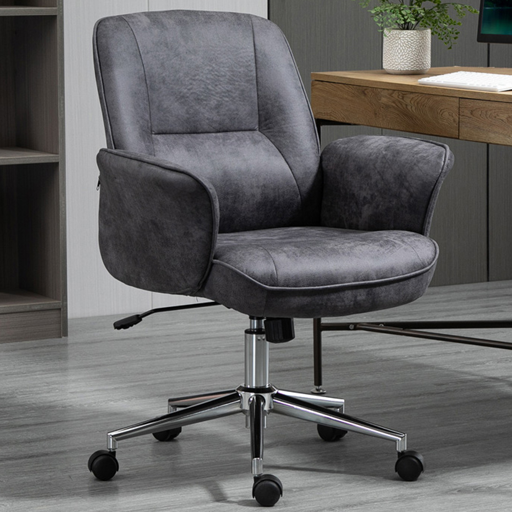 Portland Charcoal Grey Microfiber Swivel Office Chair Image 1