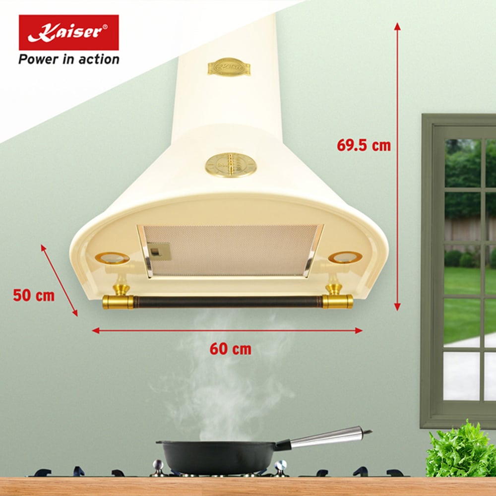 Kaiser Belle Epoque Ivory 60cm Wall Mounted Classic Cooker Hood Image 9