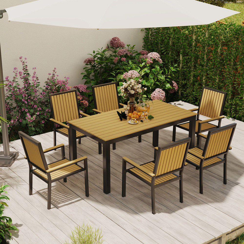 Outsunny 6 Seater Natural Garden Dining Set Image 3