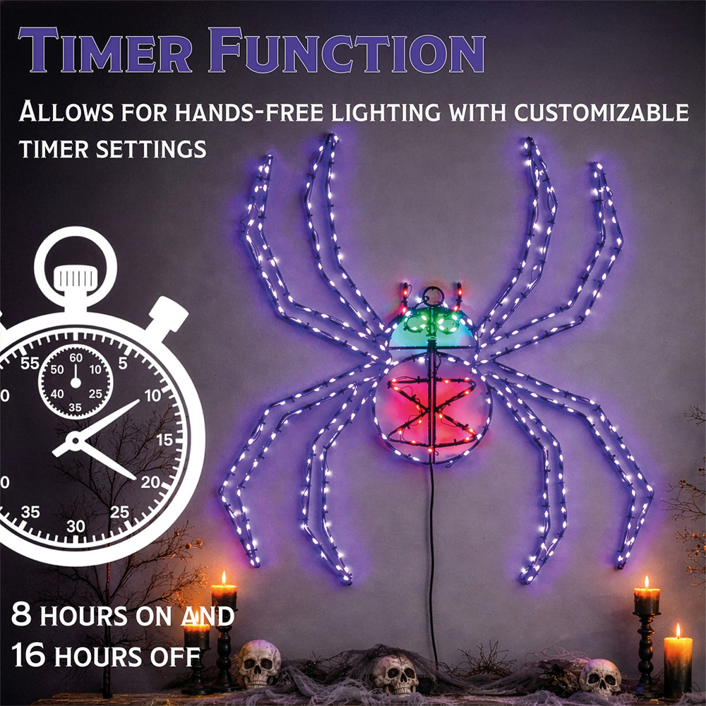 FXLab 274 Multicolour LED 2D Metal Spider Silhouette 54.5 x 3.5 x 61cm Image 7