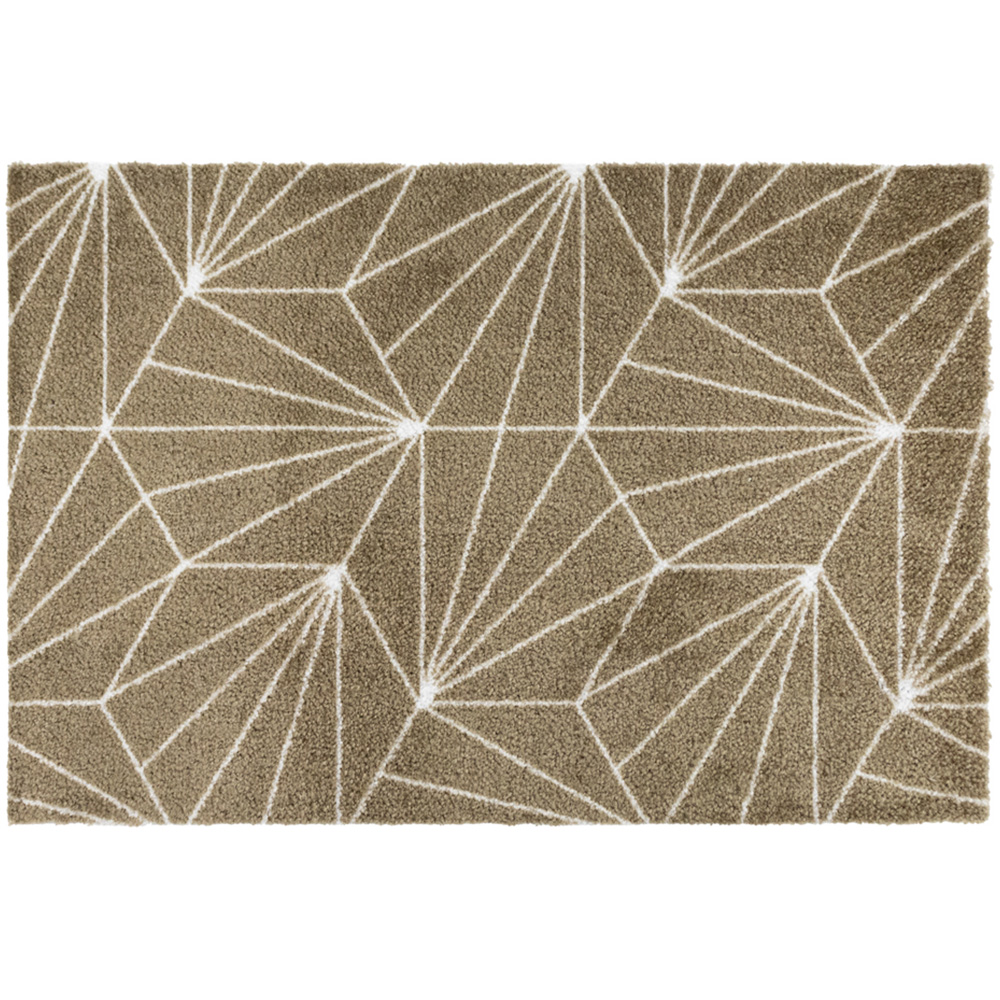 JVL Mega Brown Geo Latex Backed Door Mat and Runner Set Image 4