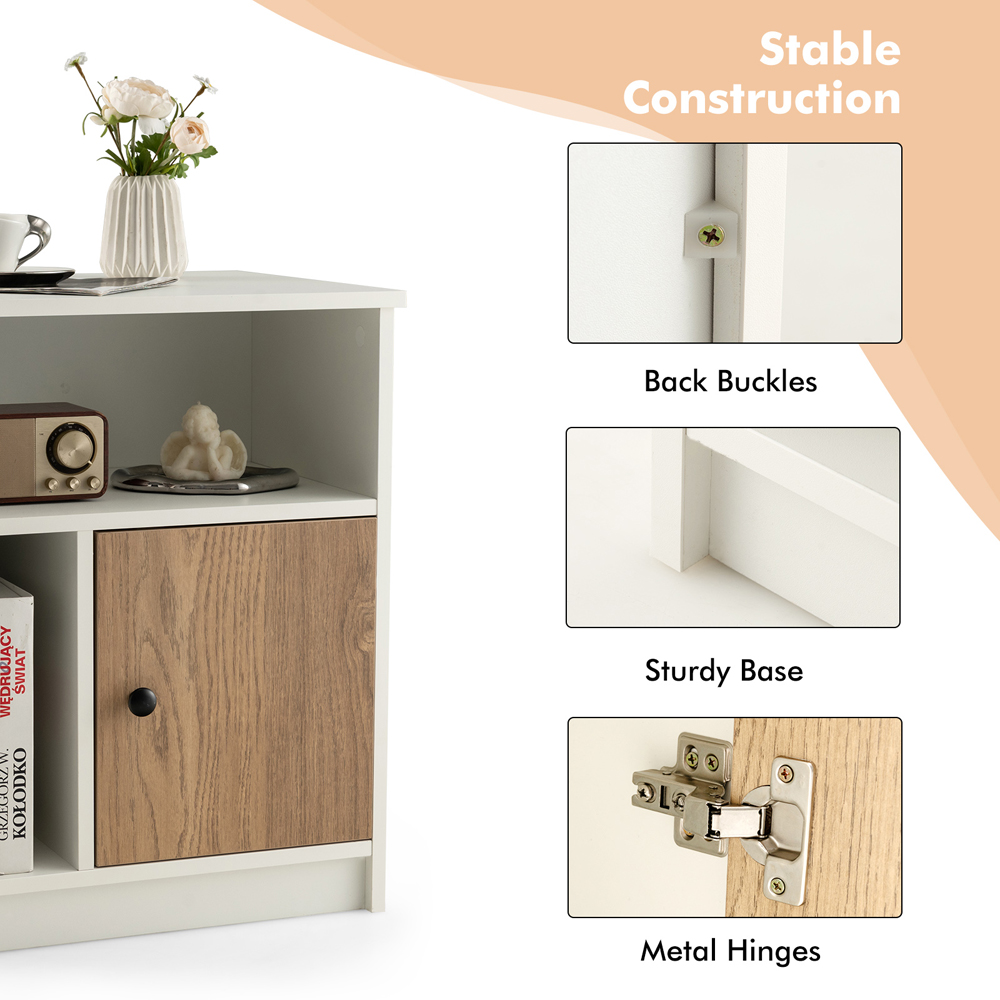Costway Single Door 2 Shelf White Bedside Table Set of 2 Image 6