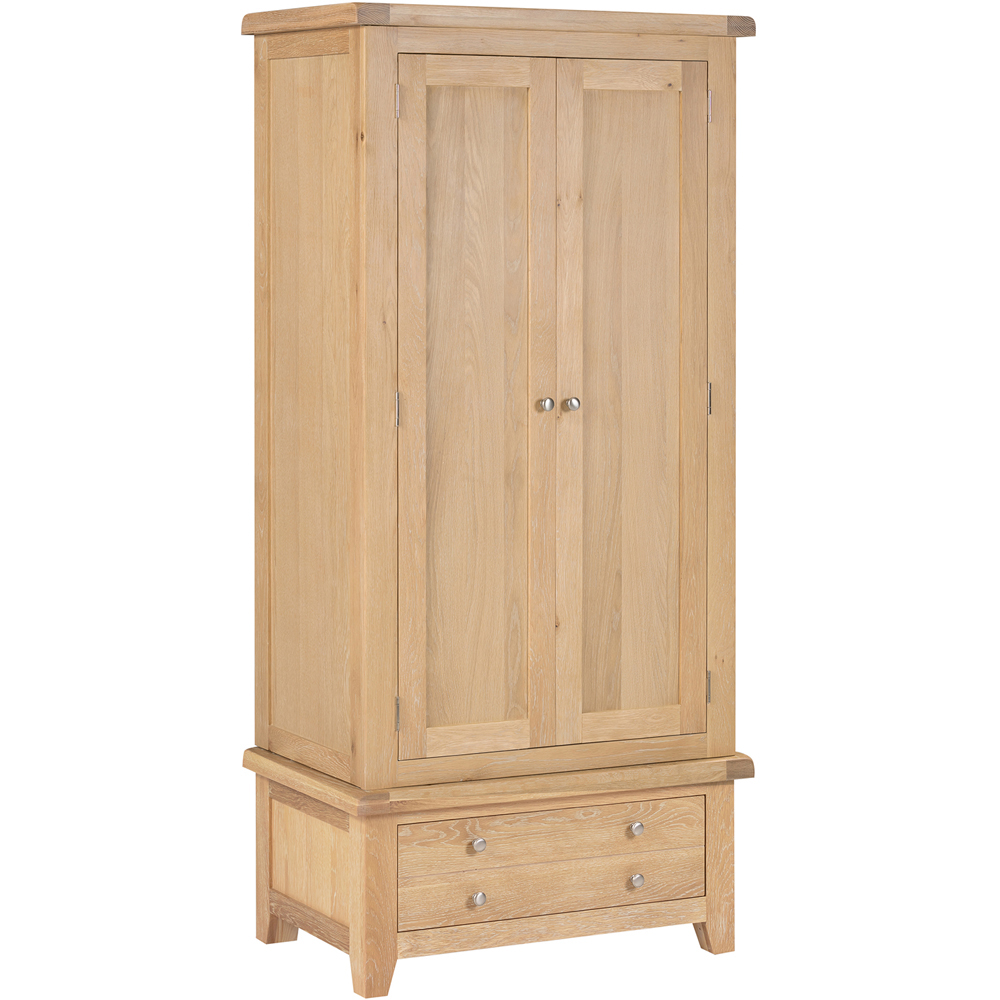 Seconique Windsor 2 Door Single Drawer Natural Oak Wardrobe Image 2