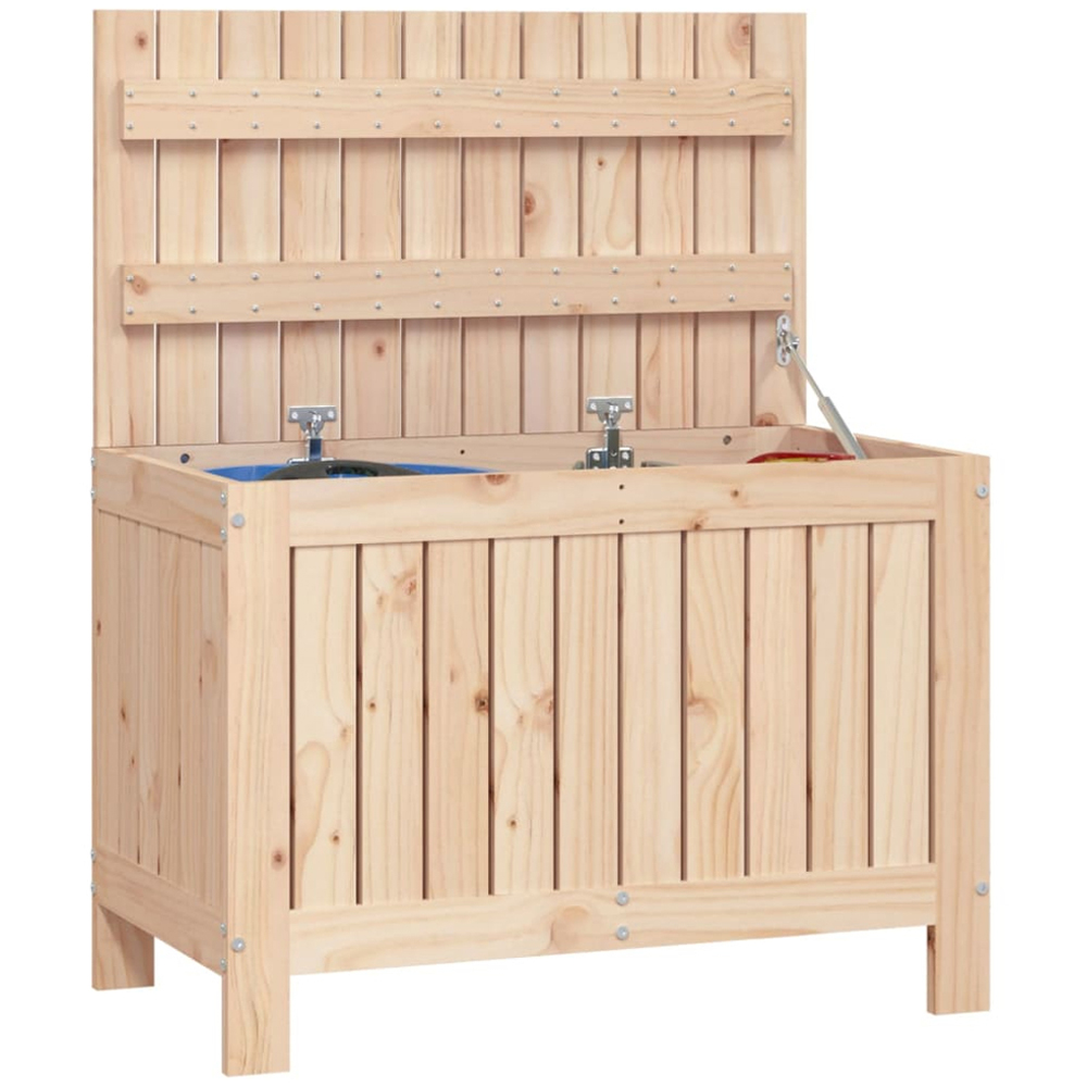 vidaXL 54 x 76 x 42.5cm Brown Pine Wood Garden Storage Box Image 3