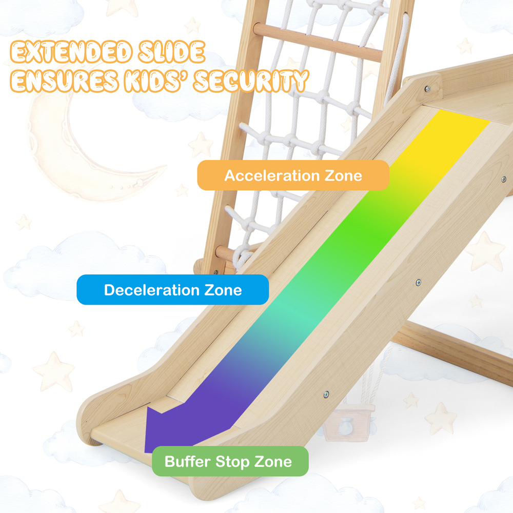 Costway 6 in 1 Natural Kids Indoor Jungle Gym Wooden Playset Image 6