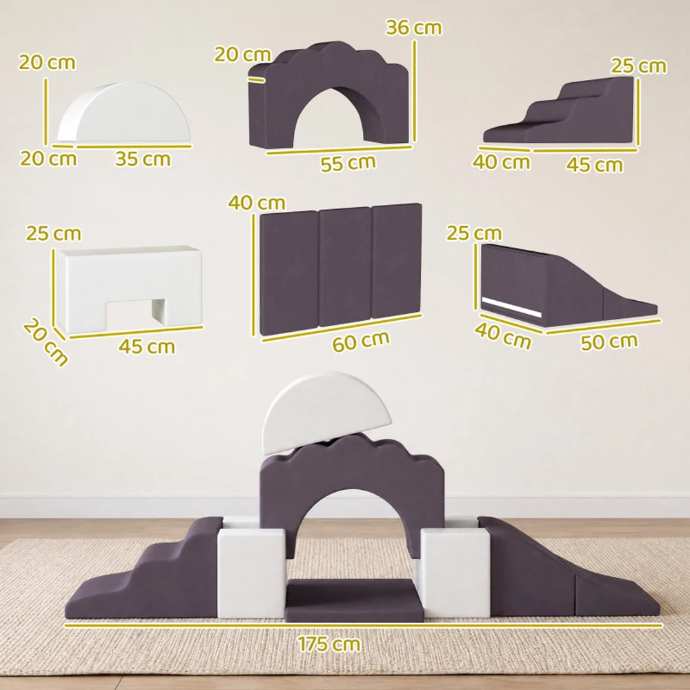 AIYAPLAY Brown Kids Foam Climbing Blocks Soft Play Set 7 Piece Image 9
