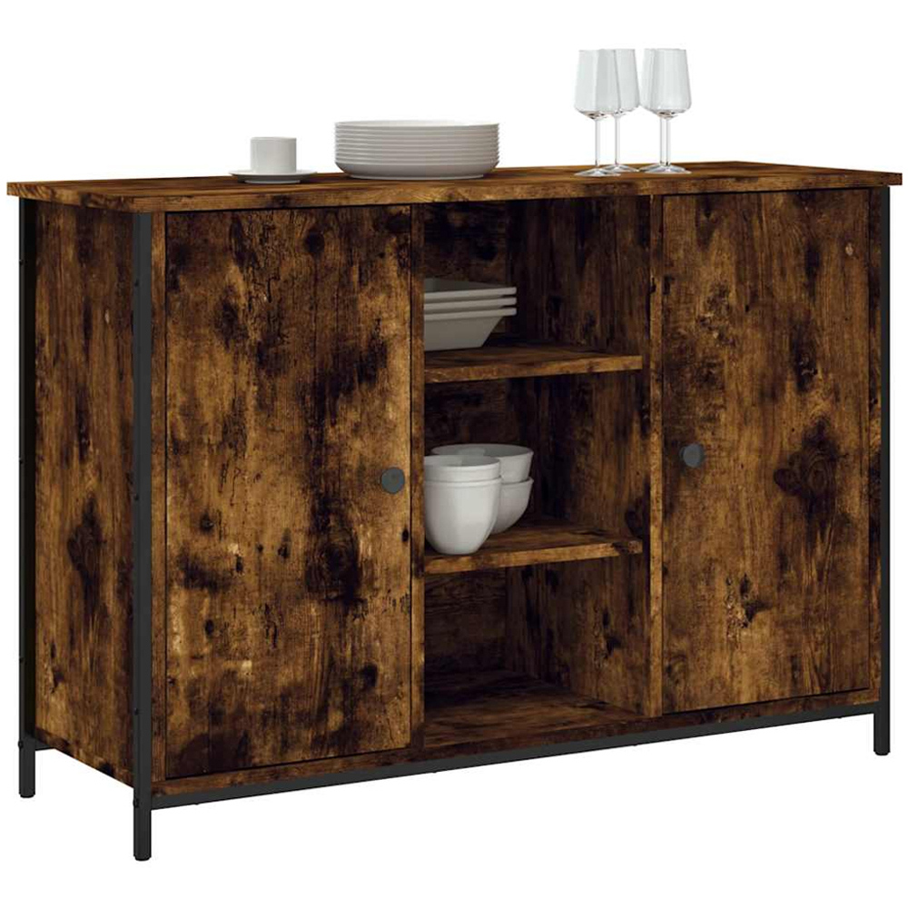 vidaXL 2 Door 3 Shelf Brown Oak Smoked Oak Sideboard Image 3