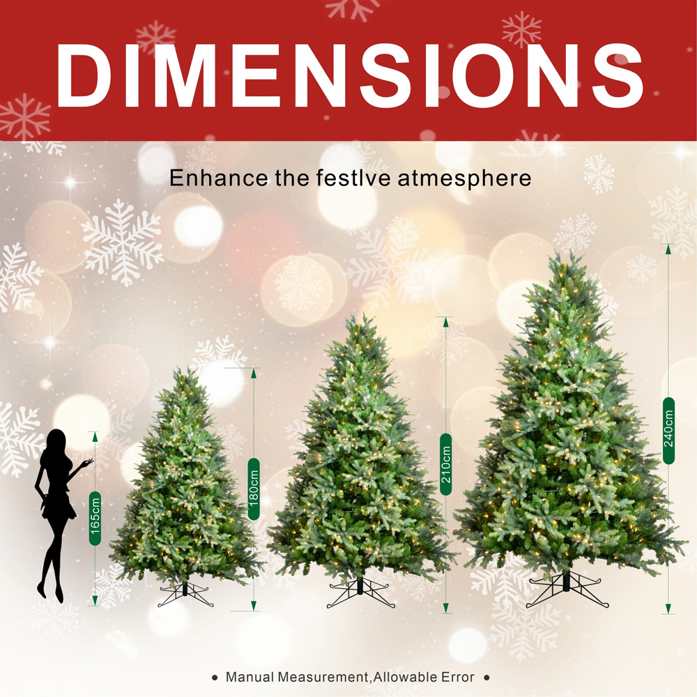 Abrihome 500 Warm White LED Pre-Lit Grand Fir Artificial Christmas Tree with 1733 Mixed Tips 7ft Image 8
