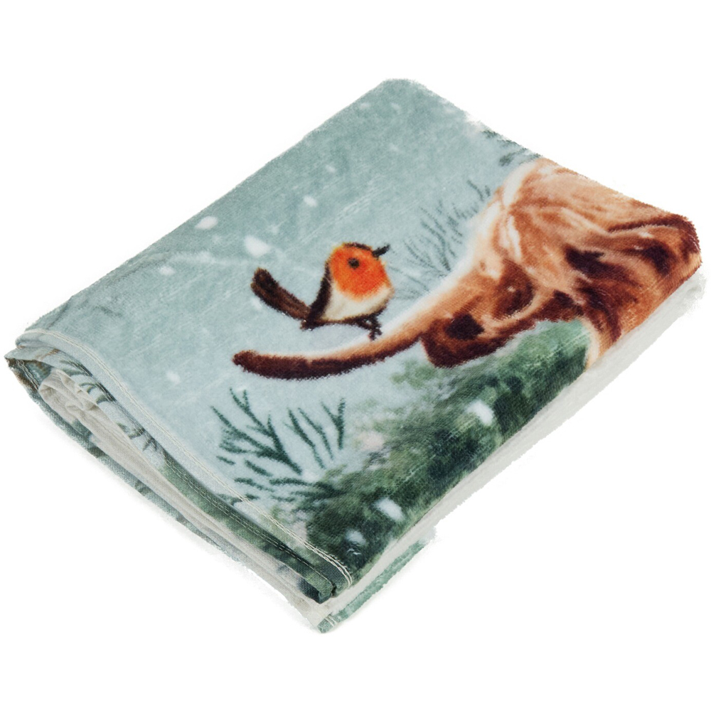 Highland Cow Winter Forest Hand Towel Image 2