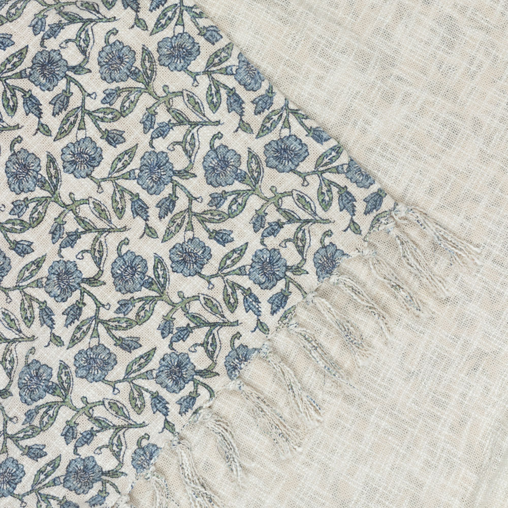 Paoletti Delphine Delph Blue Printed Cotton Throw Image 5