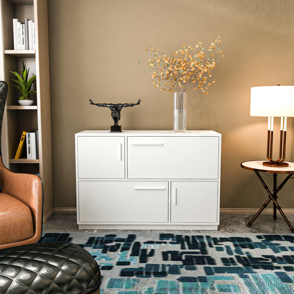 Decorotika Mares 4 Door White Sideboard Cabinet Image 6