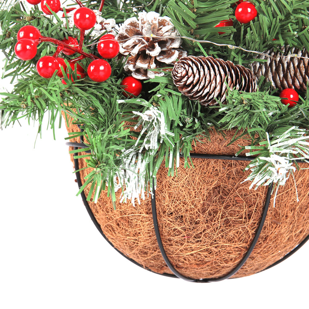 Living and Home Pre-Lit Christmas Hanging Basket Image 6
