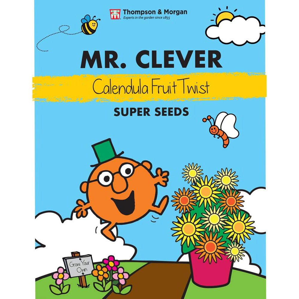 Thompson & Morgan Mr Men Little Miss Mr Clever Calendula Fruit Twist 60 Seeds Packet Image 2