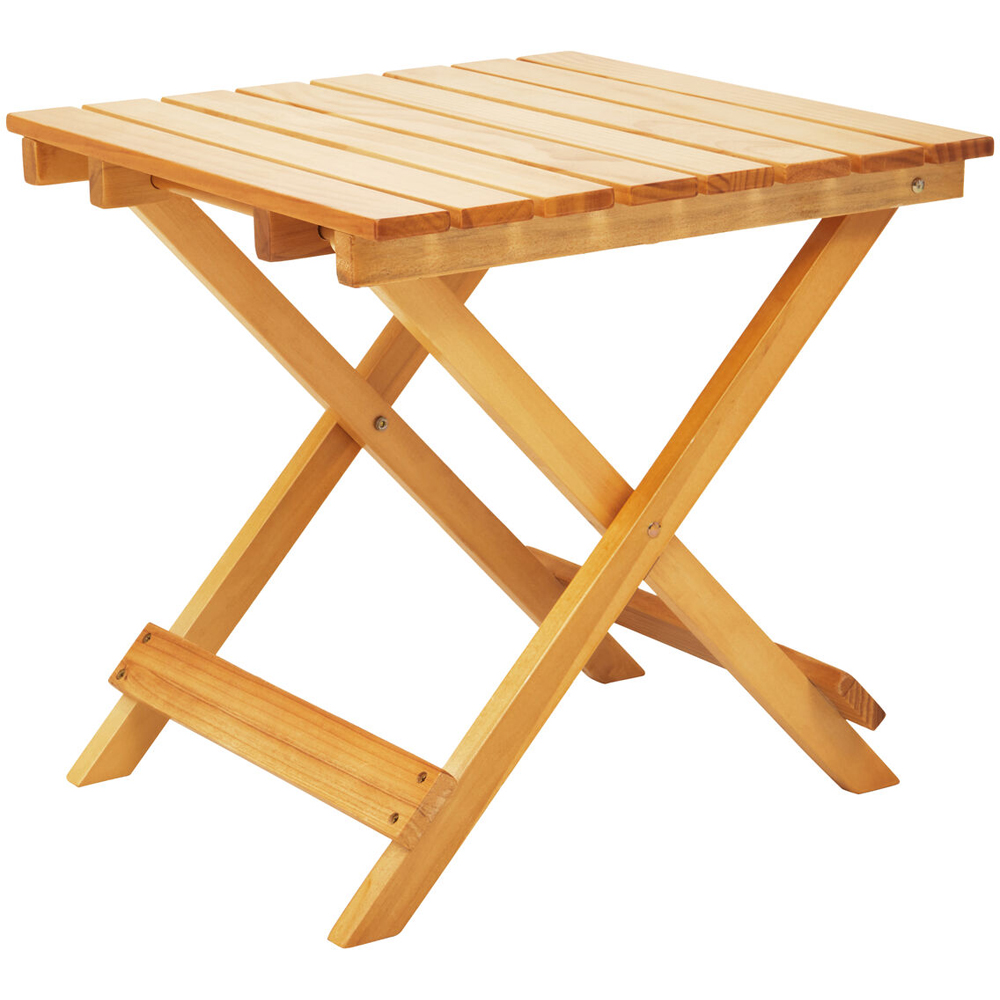 Premier Housewares Natural Wooden Folding Side Table Image 3