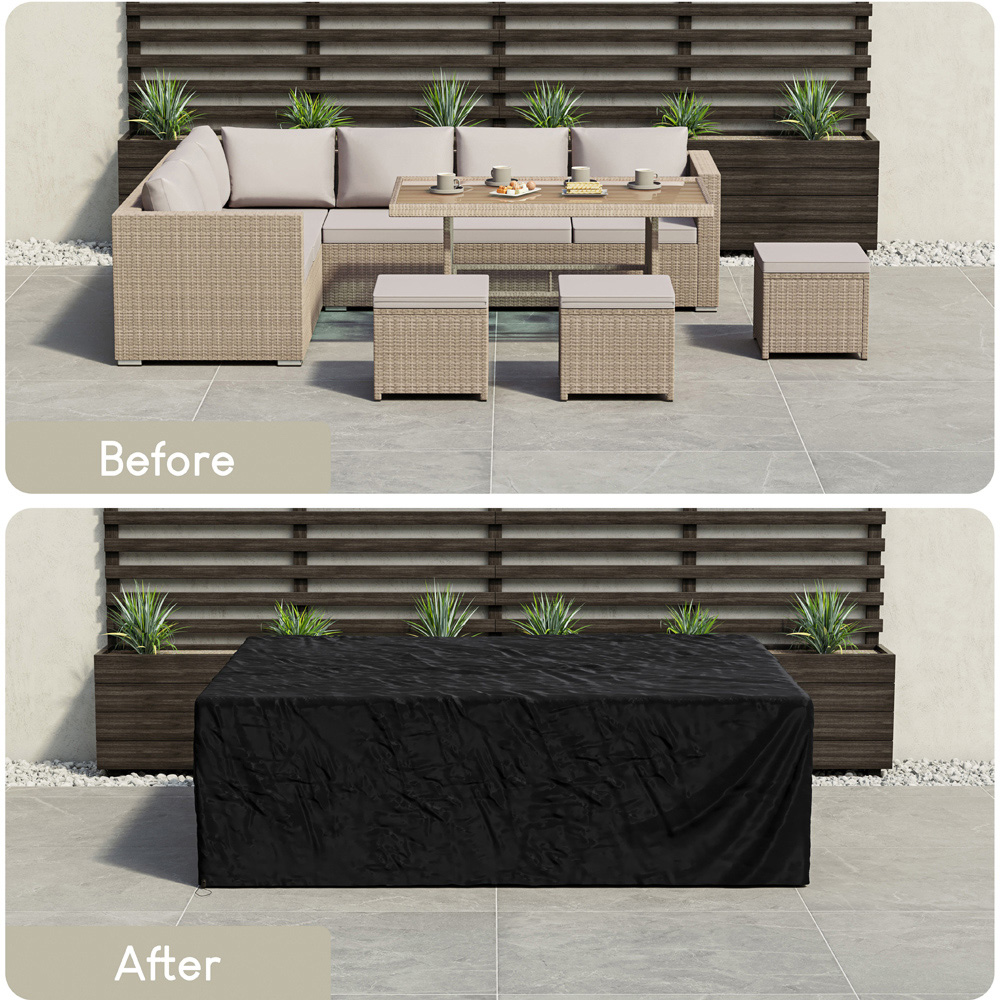 GARDEN VIDA Belgrave 9 Seater Grey PE Rattan Garden Corner Lounge Set with Cover Image 5