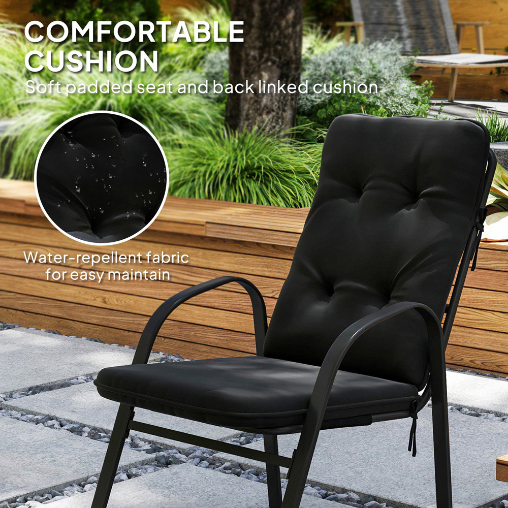 Outsunny 6 Seater Garden Dining Set with Umbrella Hole Black Image 6