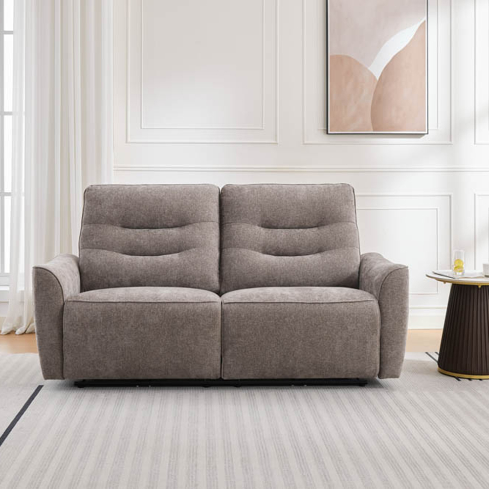 Midtown 3 Seater Stone Fabric Recliner Sofa Image 3
