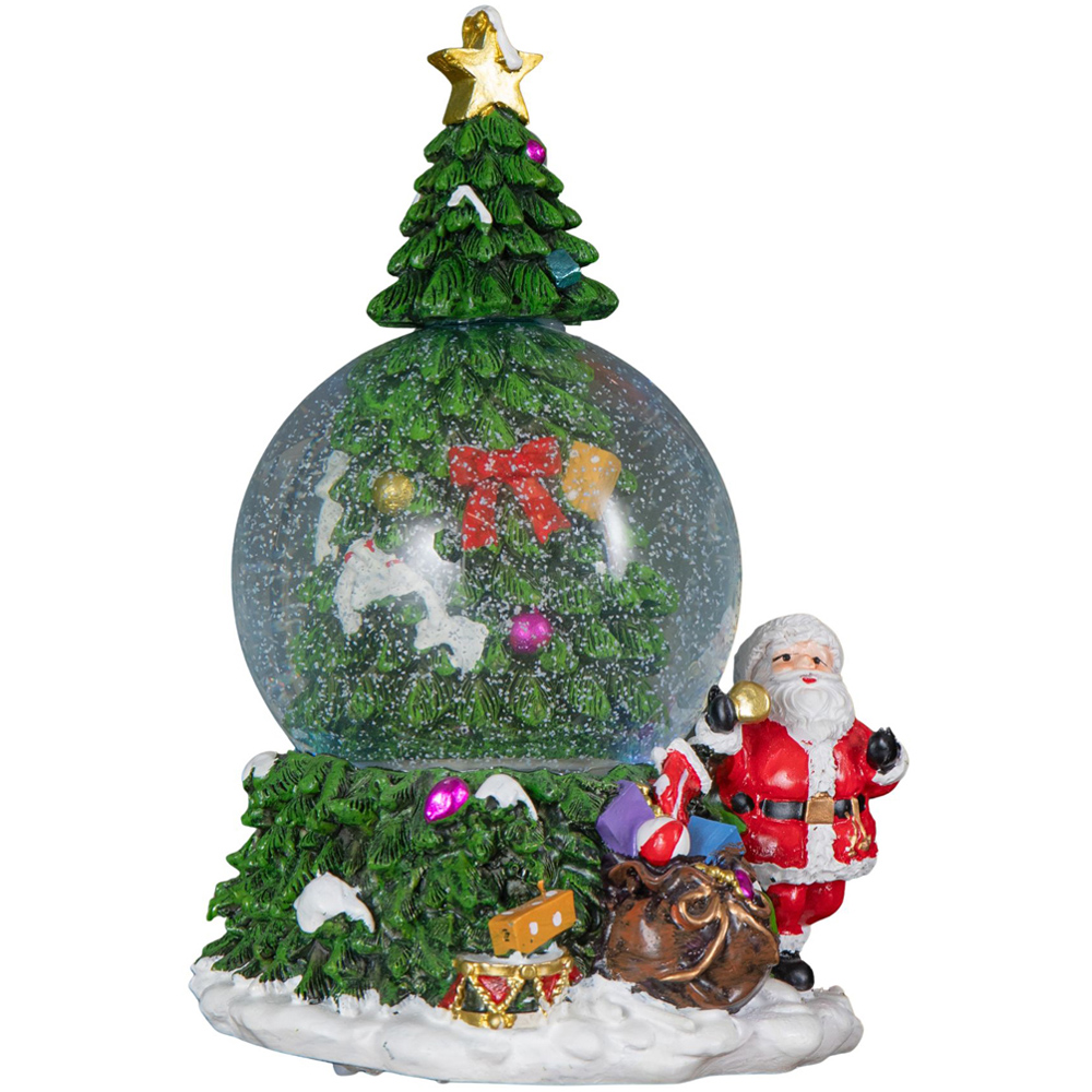Samuel Alexander Light Up Musical Tree and Santa Spin Snow Globe Christmas Decoration 10cm Image 1