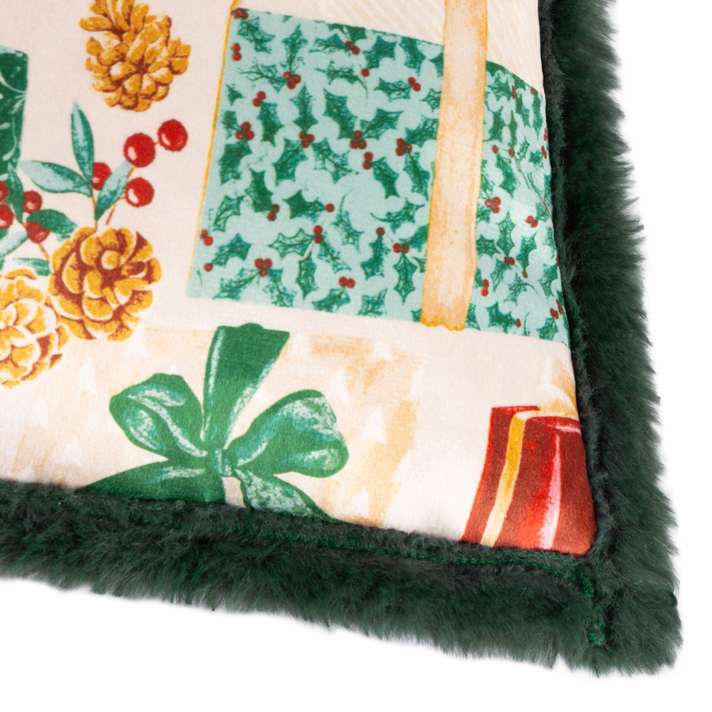 Furn All Wrapped Up Emerald and Red Velvet Faux Fur Reversible Cushion 50 x 50cm Image 5