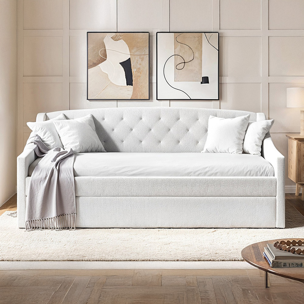 Flair Aurora Cream Boucle Daybed with Trundle Image 4